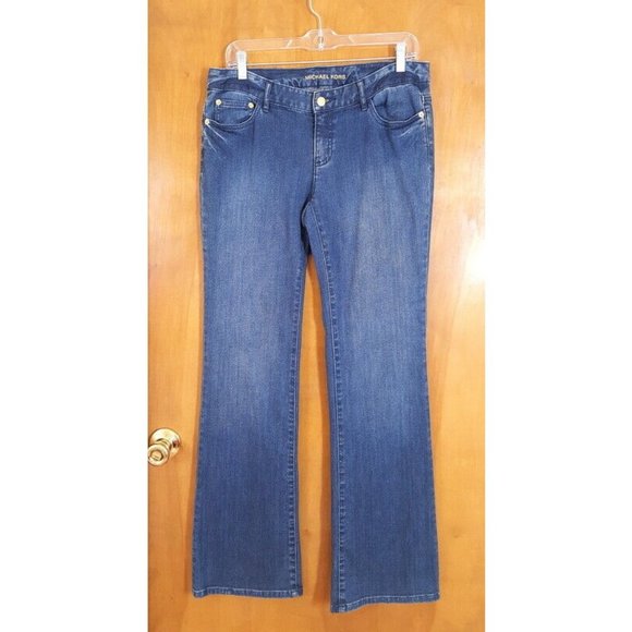MICHAEL KORS Size 6 Medium Wash Denim Boot Cut Jeans Studded Back Pockets - Picture 1 of 3